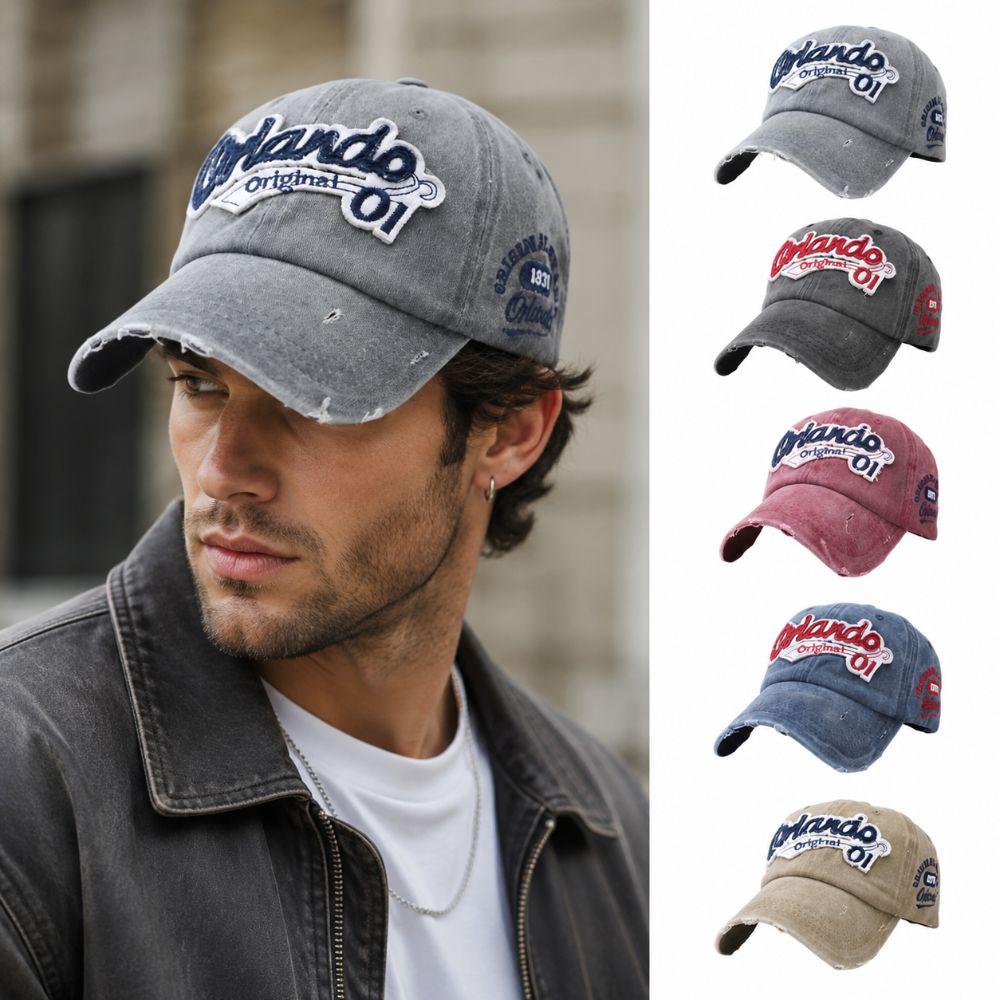 Distressed Finish Dad Hat Cotton Washed Cotton Cap Casual Frayed Brim Hat  for Men Women