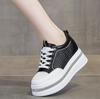 Fashion 7CM Heel Sneakers for Women Genuine Leather Platform Wedge Women Casual Shoes Women Bling Walking Shoes Fashion Sneakers Pumps