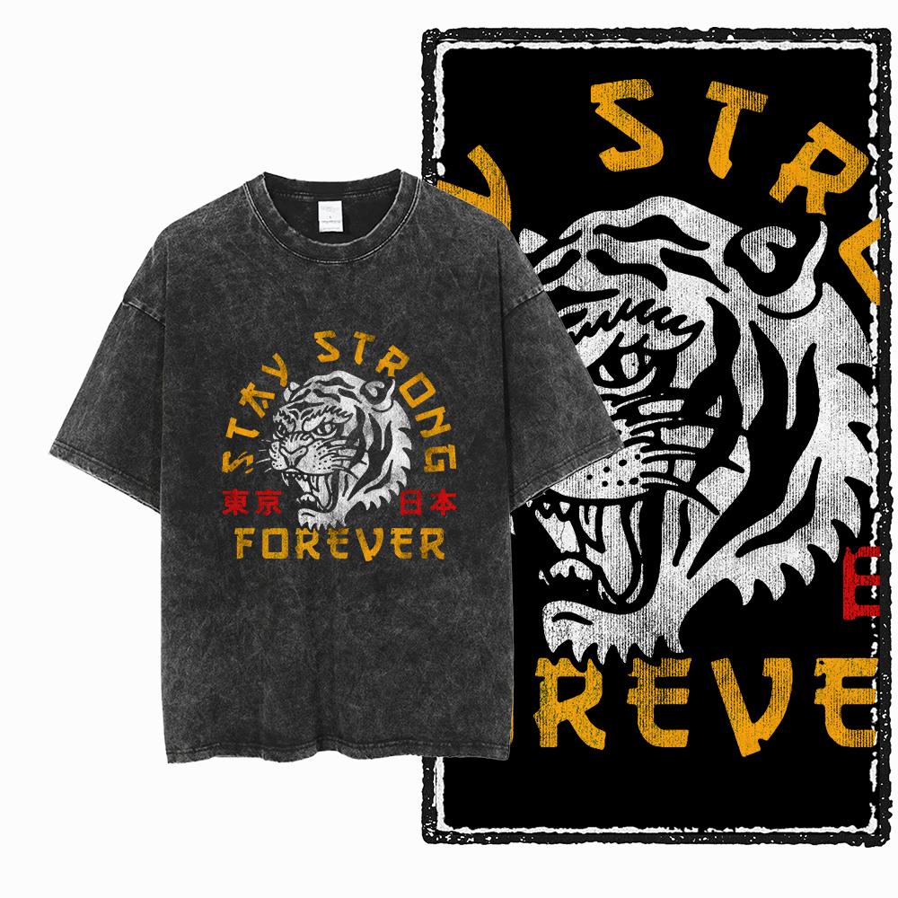 DI TIGER Printed Cotton Acid Washed Exclusive Graphic Unisex T Shirt Cool Vintage Streetwear Men Tshirts Big Size Tee for Men