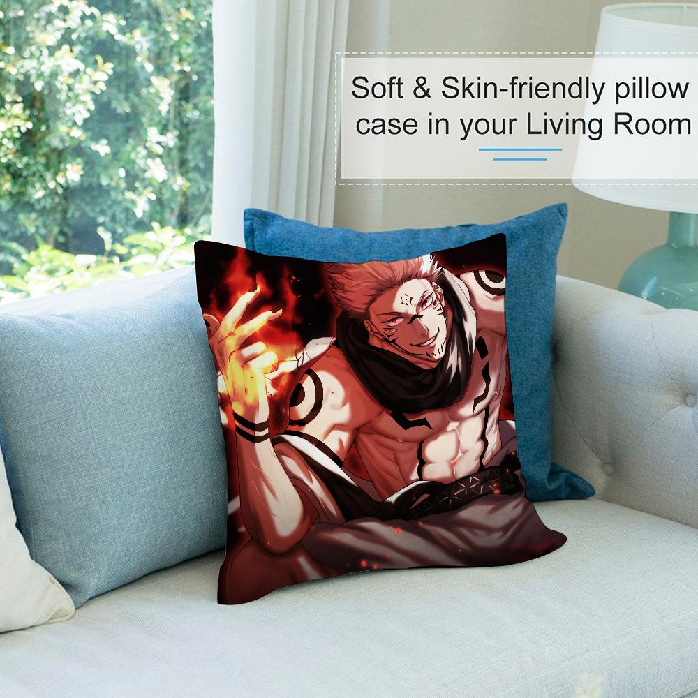 J-Jujutsu Kaisen Ryomen Sukunas Pillow Case Short Plush Pillow Covers Sofa Decor Gift Home Double-Sided Printing Cushion Cover