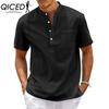 QICED Men's Fashion Casual Solid Color Print Tops & T-shirts