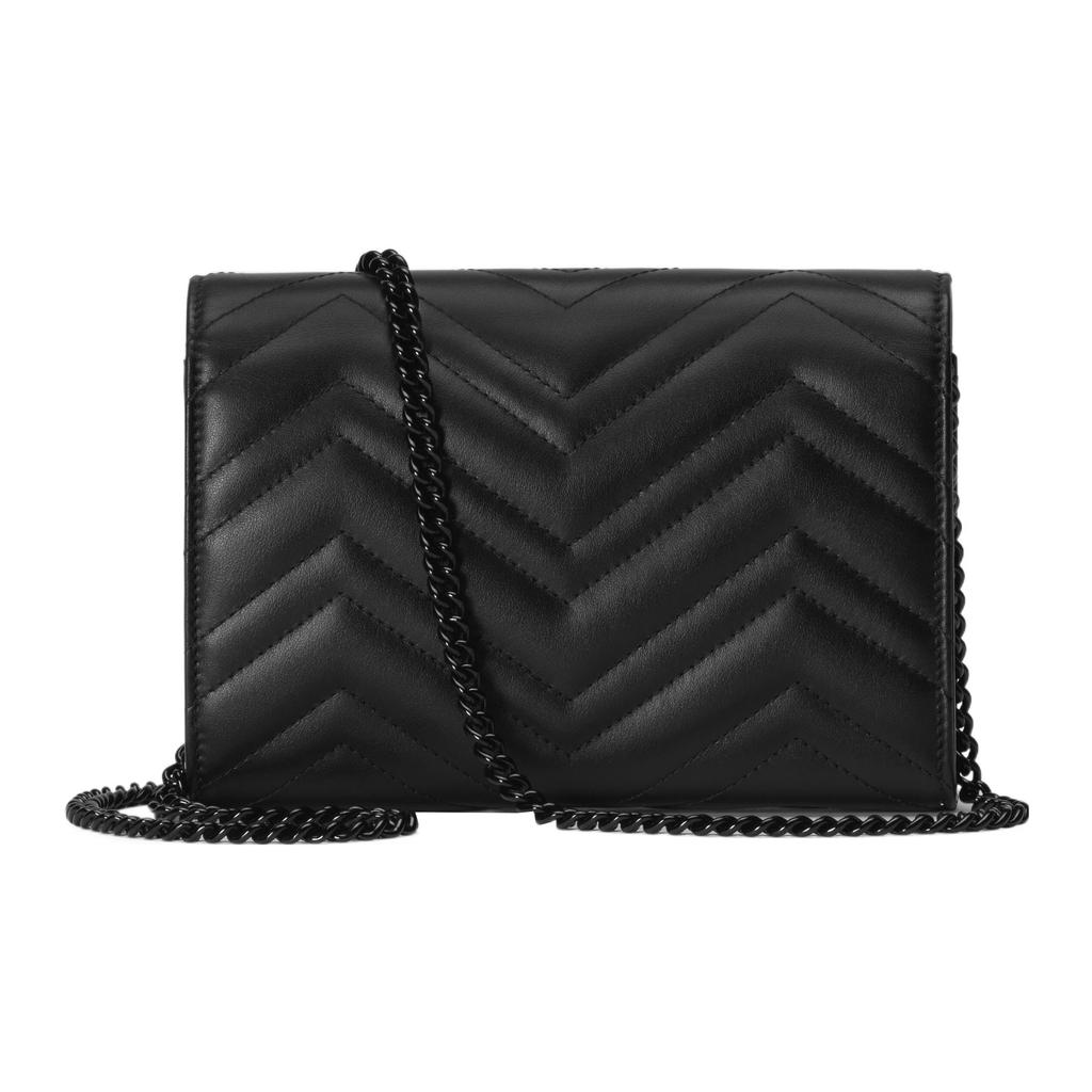 GUCCI GG Marmont Leather Shoulder Bag, Crossbody Bag Mini Womens Black