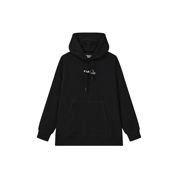 Fila Classic Loose Kangaroo Pocket Casual Letter Hoodie Long Sleeve Sweatshirt Women Sweatshirt Black F11W249215F-BK