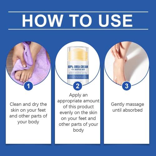 60% Urea Cream for Foot Use - Softens Dead Skin Cells, Naturally Exfoliates, and Provides Excellent Moisturizing Properties for Dry, Cracked Skin. Ide