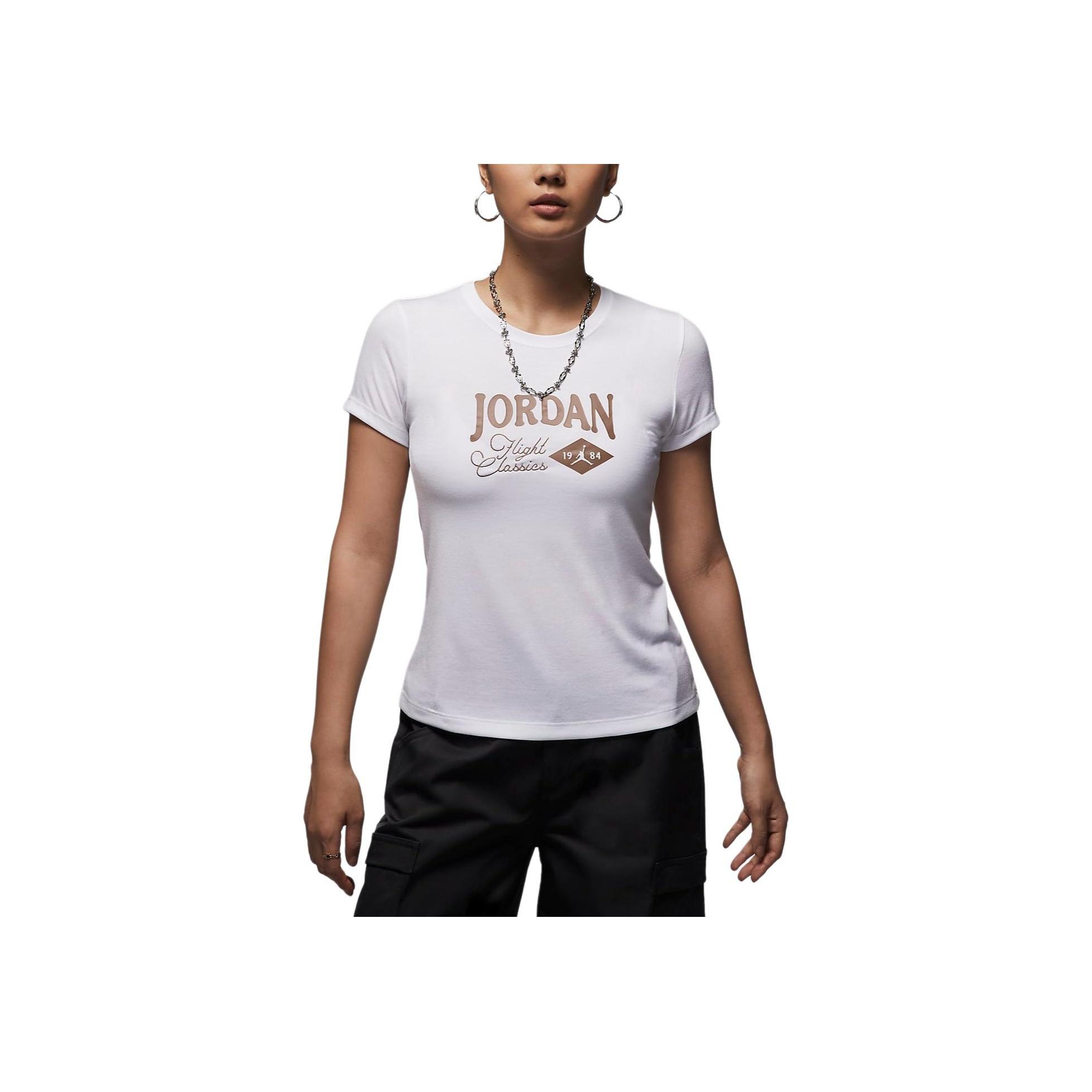 

Jordan Футболка Slim Fit Printed Comfortable с коротким рукавом для женщин, топы белого цвета FN5724-101 M