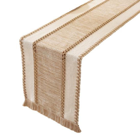 Boho Table Runner Color Block Table Runner with Tassels Farmhouse Table Runner for Kitchen Dining Table Dresser Home Decor