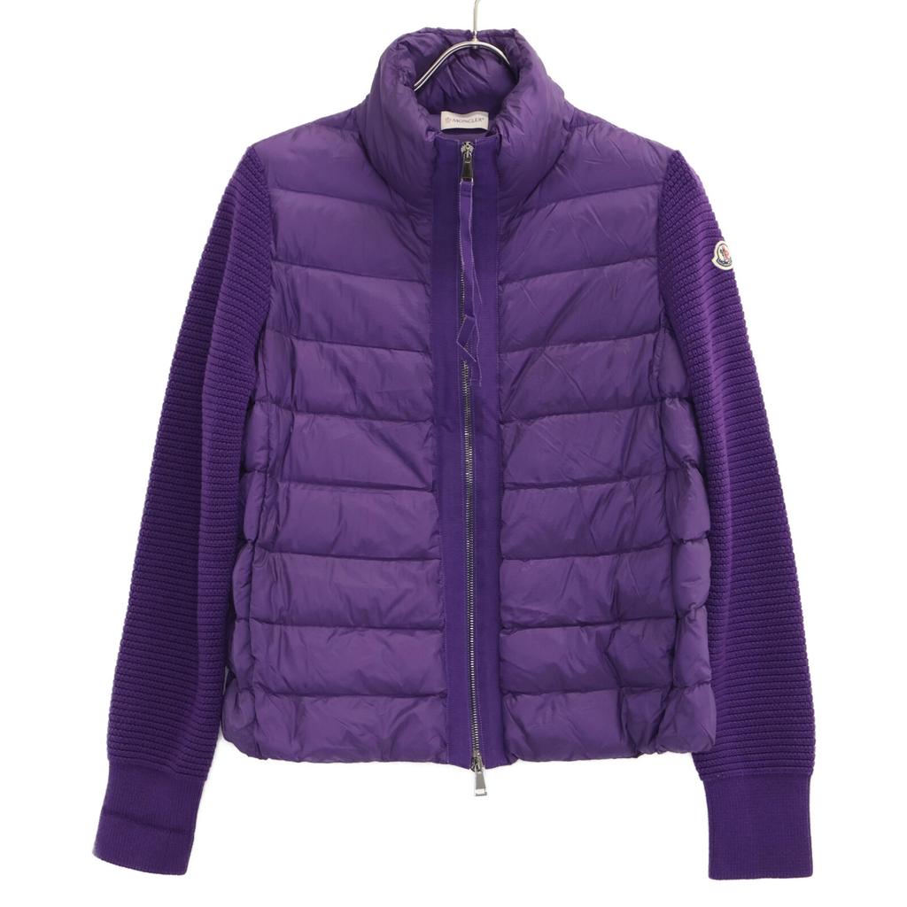 MONCLER [Good Condition] E20939455700 MAGLIONE TRICOT CARDIGAN Knit-switched down jacket Jacket M purpleUsed