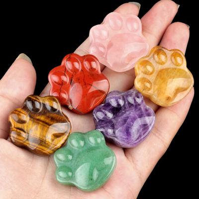 Faux Crystal Cat Paw Ornament Healing Natural Stone Kitten Paw Statue Carving Animal Claw Figurine Desktop Decoration Cat Lovers Gift