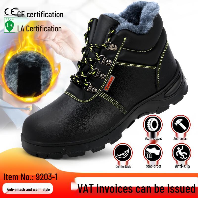 Durable High-Top Safety Shoes: Puncture-Resistant, Anti-Smash, Steel-Toe, Wear-Resistant Winter Protection