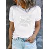 T-shirt da donna estive a maniche corte stampate, alla moda e casual, lavabili in lavatrice, vestibilità comoda, stampa piatta 2D