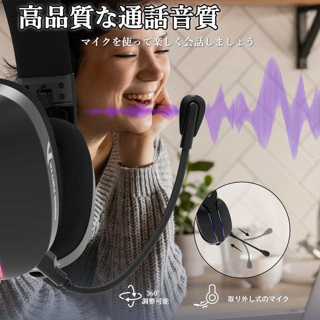 ATTACK SHARK L90 Gaming with Sound Wireless Wired 20ms 20H Continuous Detachable 40mm RGB Lightweight Compatible with and Smartphones Approval Black