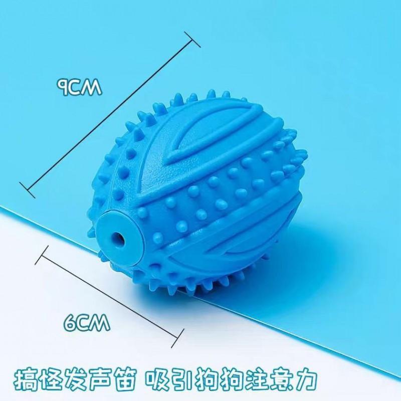 Interactive Dog Toy Ball With Sound - TPR Football Shape Chew Mental Stimulation Training