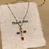 Fashion Colorful Zircon Cross Pendant Necklace For Women Stainless Steel  Color Charm Religious Necklaces Jewelry Gifts