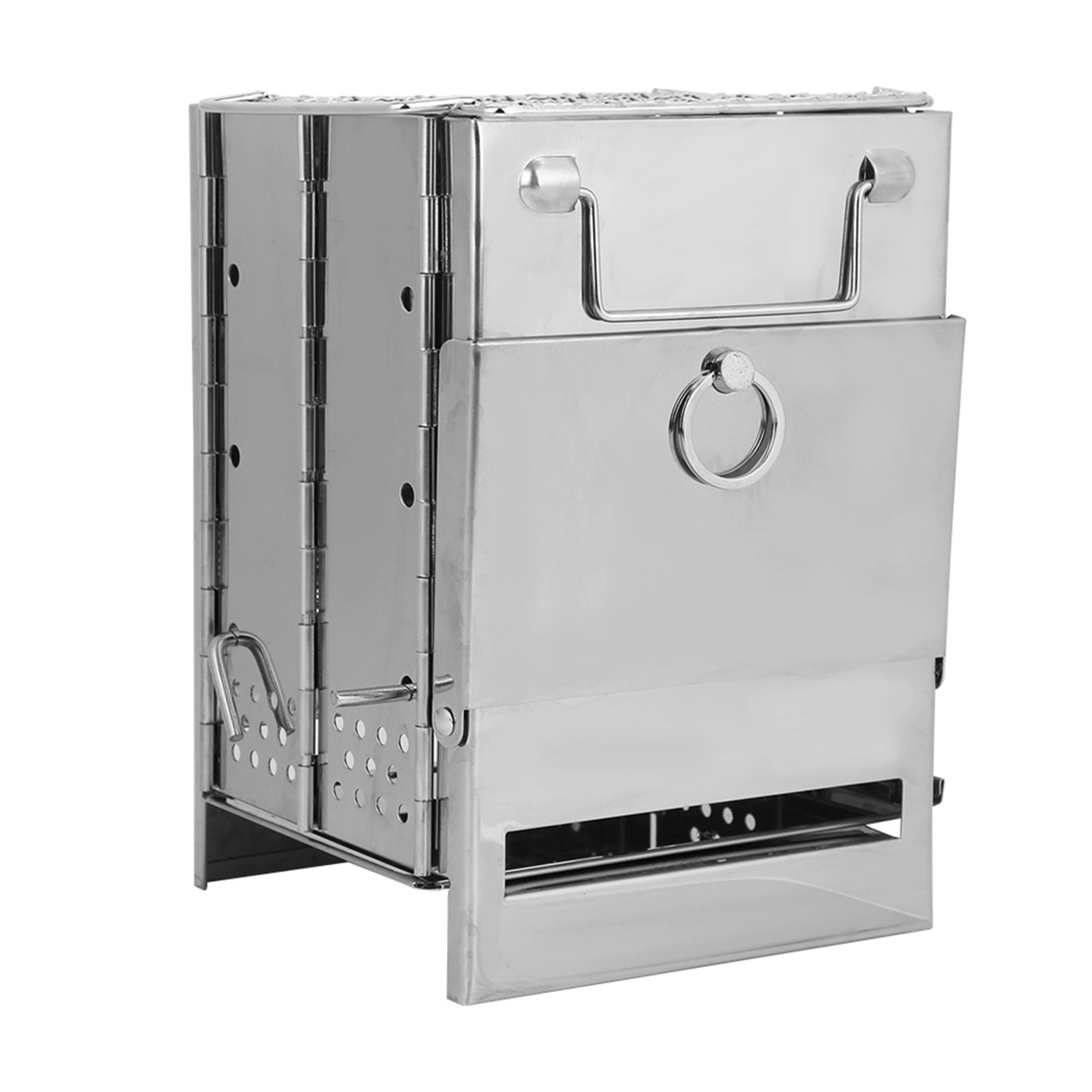 Integrated Folding Firewood Stove Outdoor Camping BBQ Grill Stainless Steel Plug Pin Type