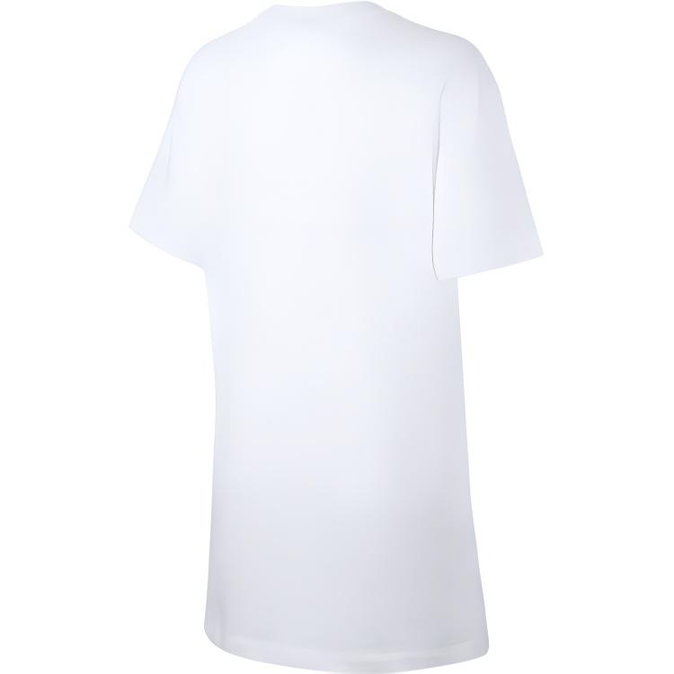 Nike Logo Print Lässiges Langarm Rundhalskleid Damenkleider Weiß CJ2242-100