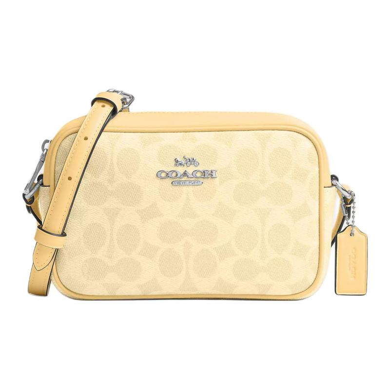 COACH Jamie 19 Logo Print Leather Camera Bag Shoulder Bag Small Women Yellow жёлтый