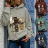 Kvinner Hette Katt Utskrift Langermet Pullover Bluser Sweatshirt Topper