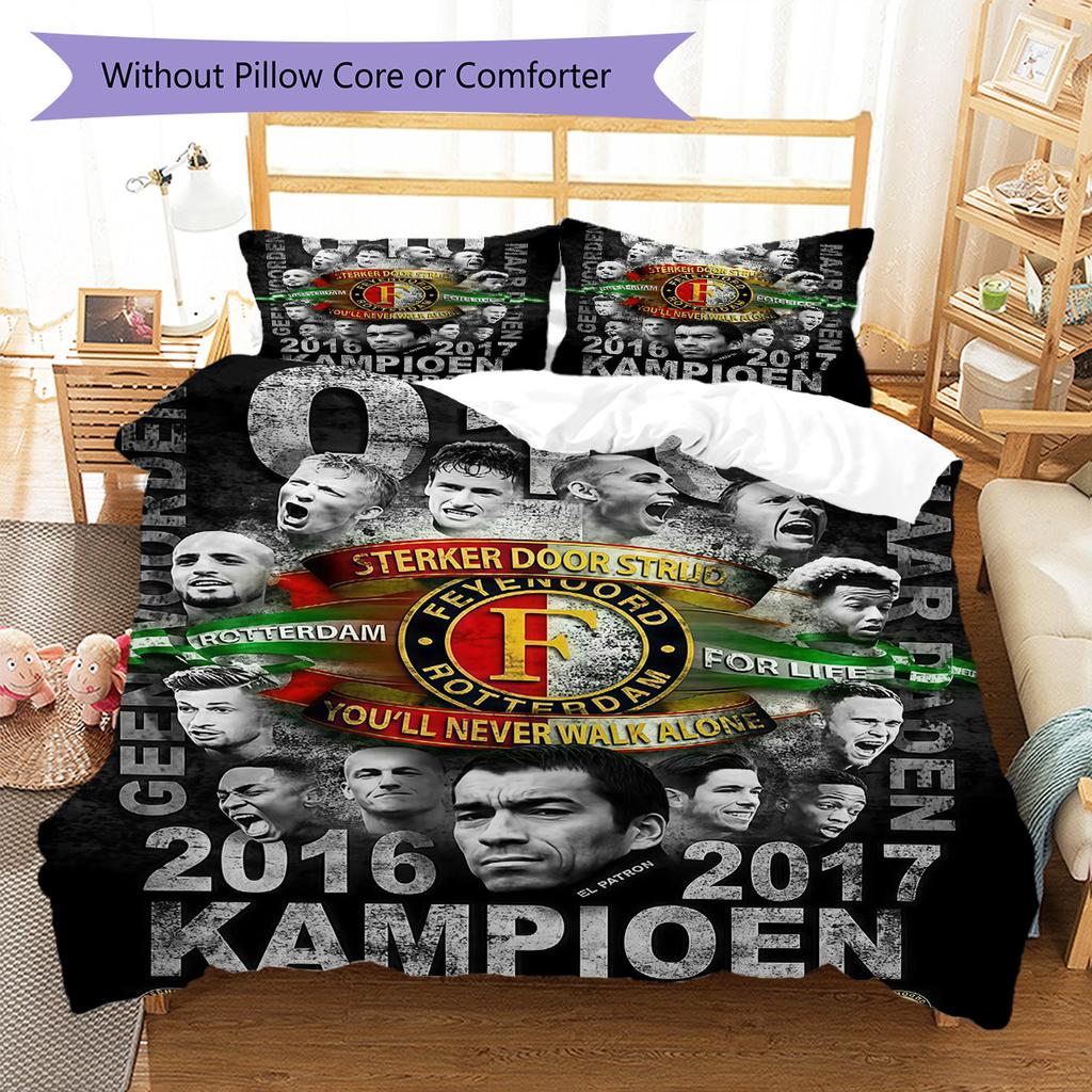 Feyenoord Rotterdam  Pattern Bedding Quilt Set Quilt Cover Pillowcase Home Decoration Birthday Gift (1 * Duvet Cover + 2 * Pillowcase, Without Core)