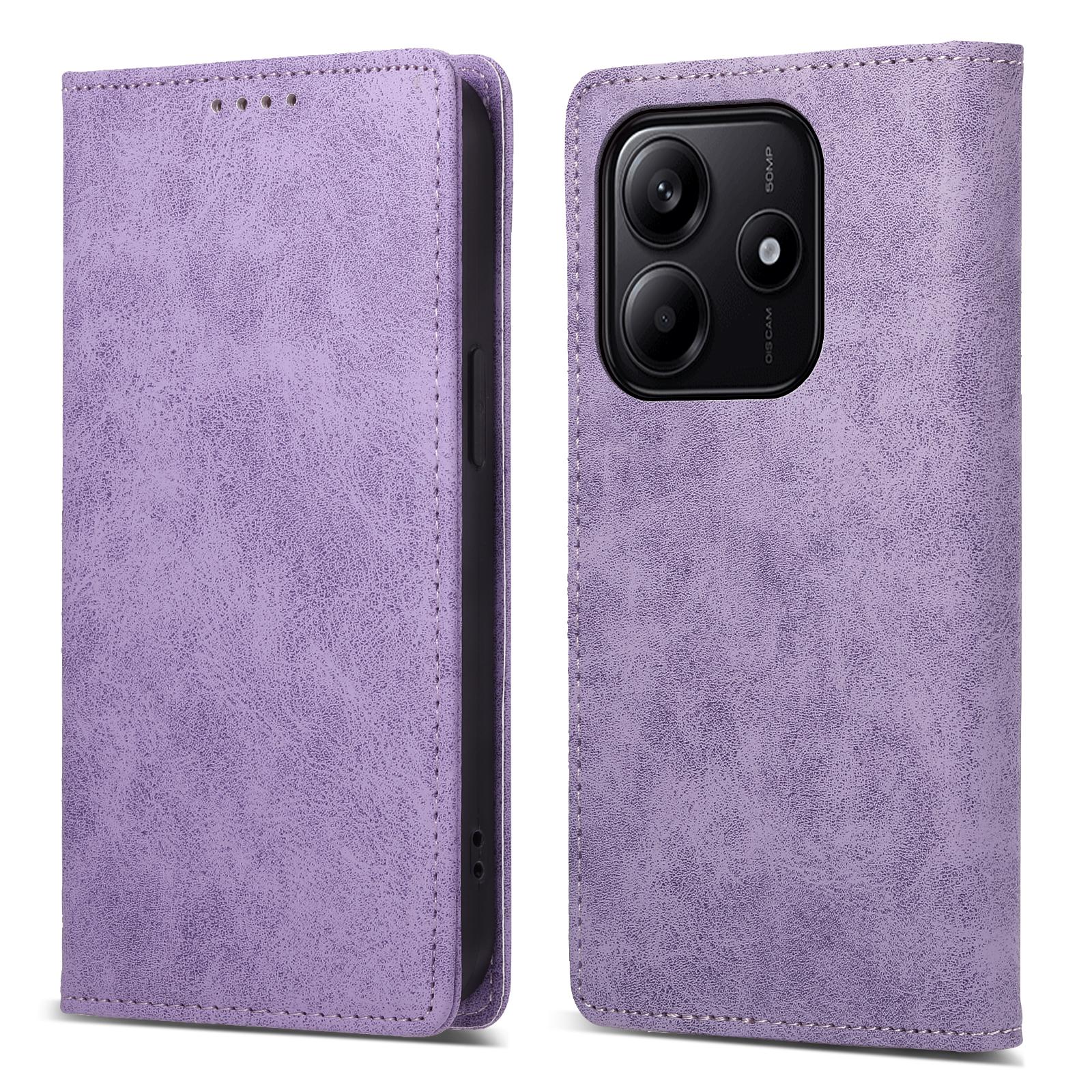 

DF-05 For Xiaomi Redmi Note 14 5G Wallet Case RFID Blocking PU Leather Phone Cover Purple
