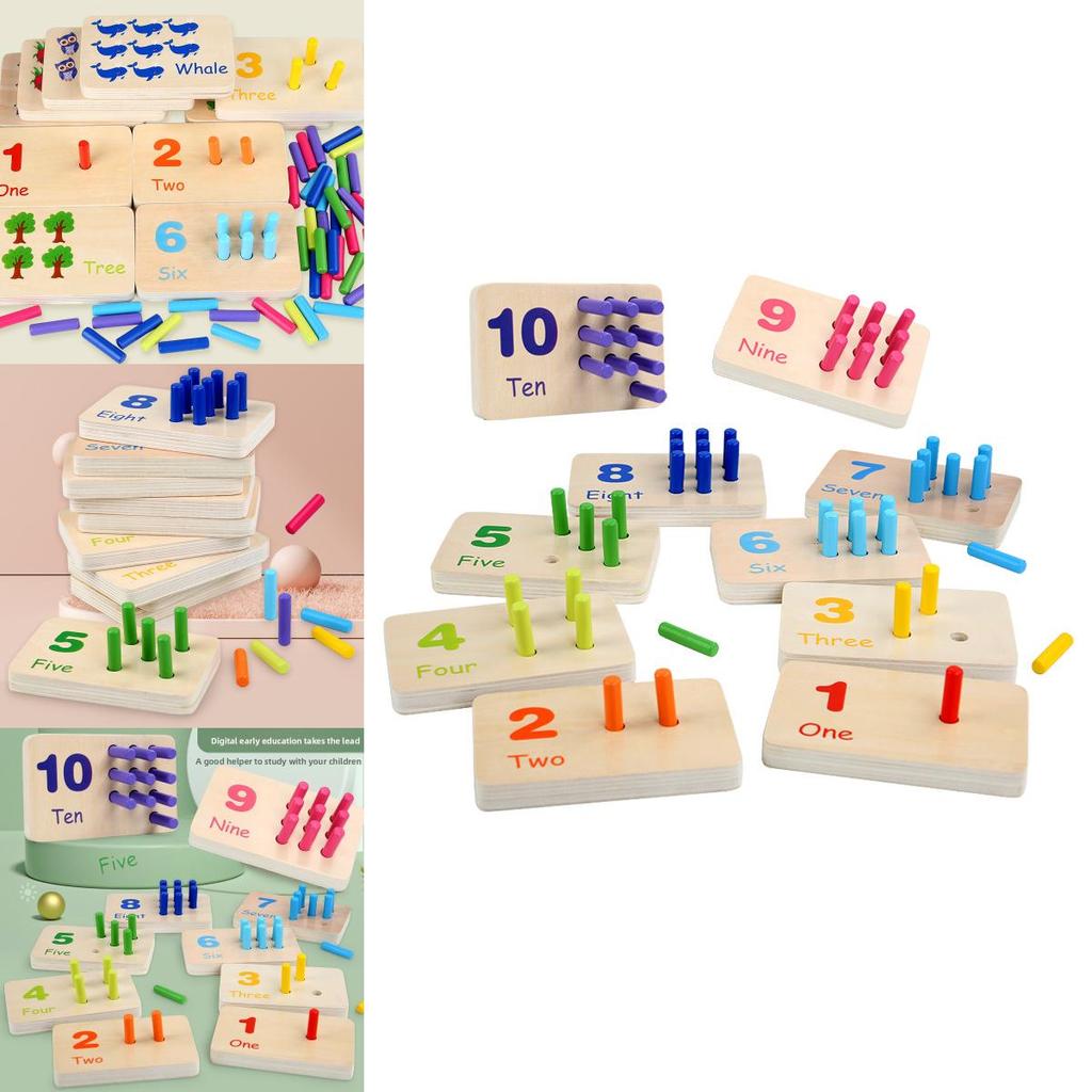Wooden Montessori Math Learning Stick Color Recognition Matching Board Educational Toy For Early Childhood