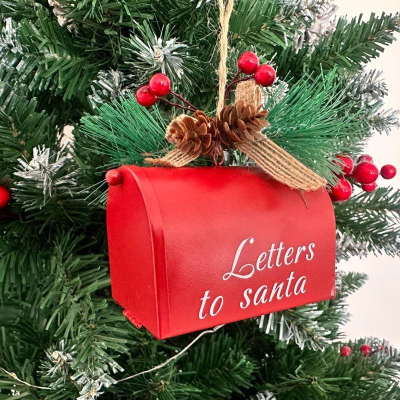 Christmas Wrought Iron Mailbox Ornament Creative Christmas Tree Decoration Mailbox Ornament Home Holiday Decoration Gift
