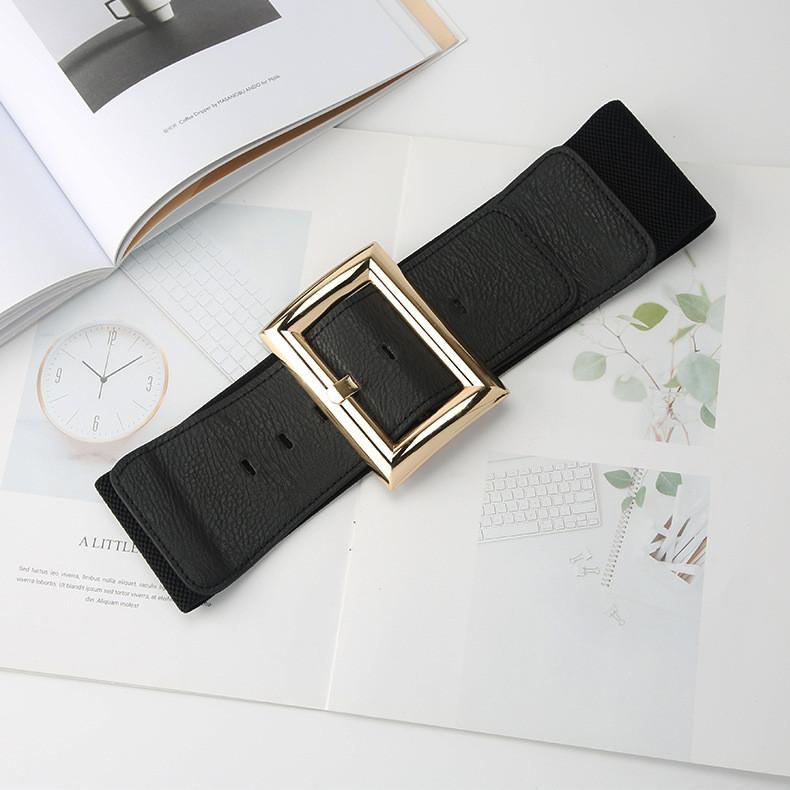 Ou Meifeng Square Buckle Waist Belt Womens Cummerbund Accessories Clothing