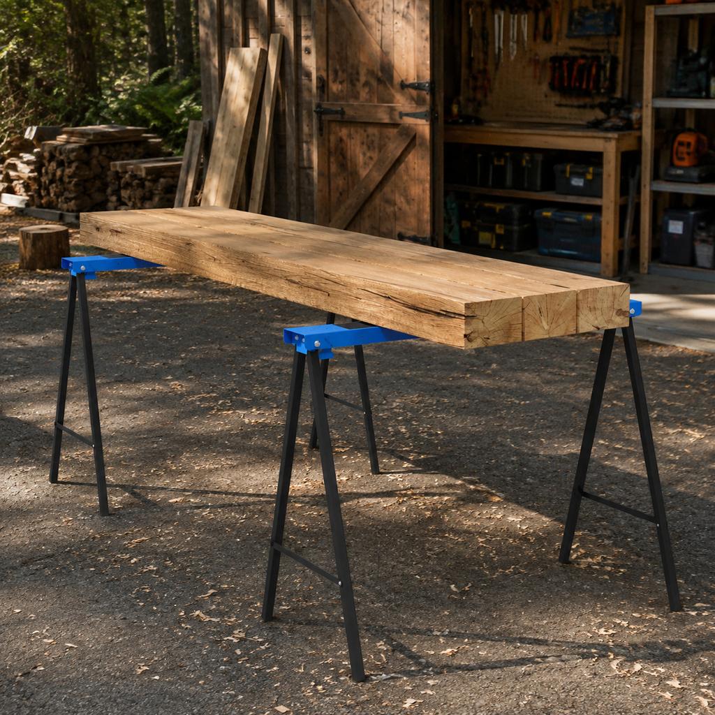 2-Piece set sawhorse, craftsman stand, load capacity up to 250 kg, metal, blue