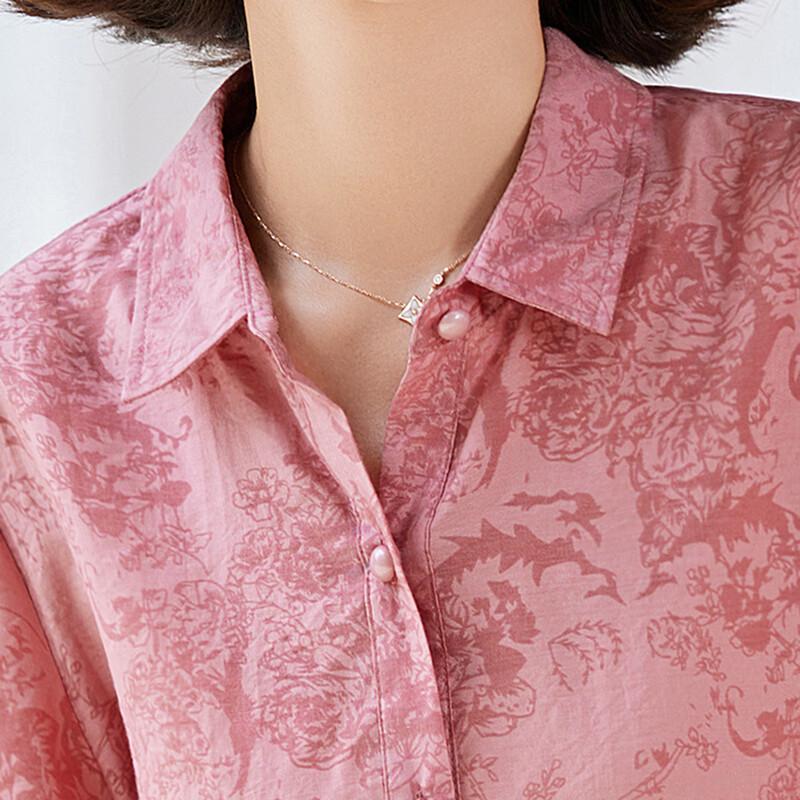 Paster Women's Summer Lapel Collar 3/4 Sleeve Loose Blouse