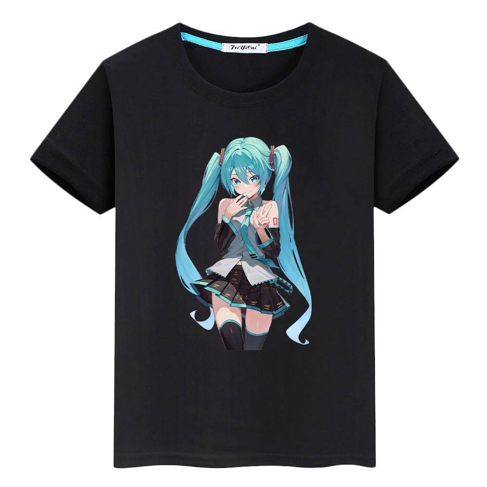 Tričko pro děti kluky 10 let potisk Hatsune Miku kawaii 100% bavlna anime krátké tričko pride y2k oblečení pro batolata a dívky dětské oblečení