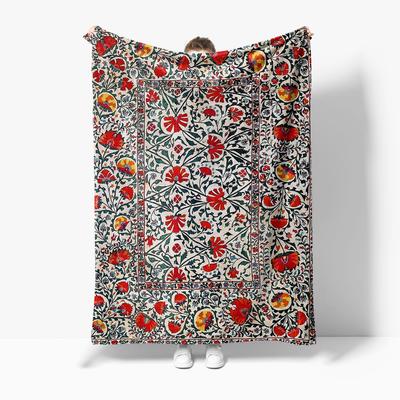 Floral Printed Fleece Blanket Warm Cozy Throw Blanket Bed Sofa Decorative Throw Cover Gift
