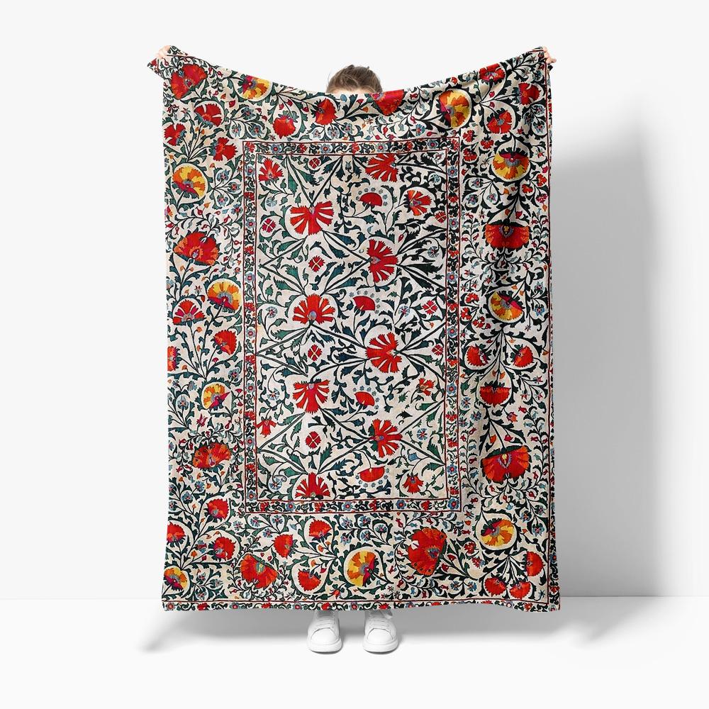 Floral Printed Fleece Blanket Warm Cozy Throw Blanket Bed Sofa Decorative Throw Cover Gift 75x100cm