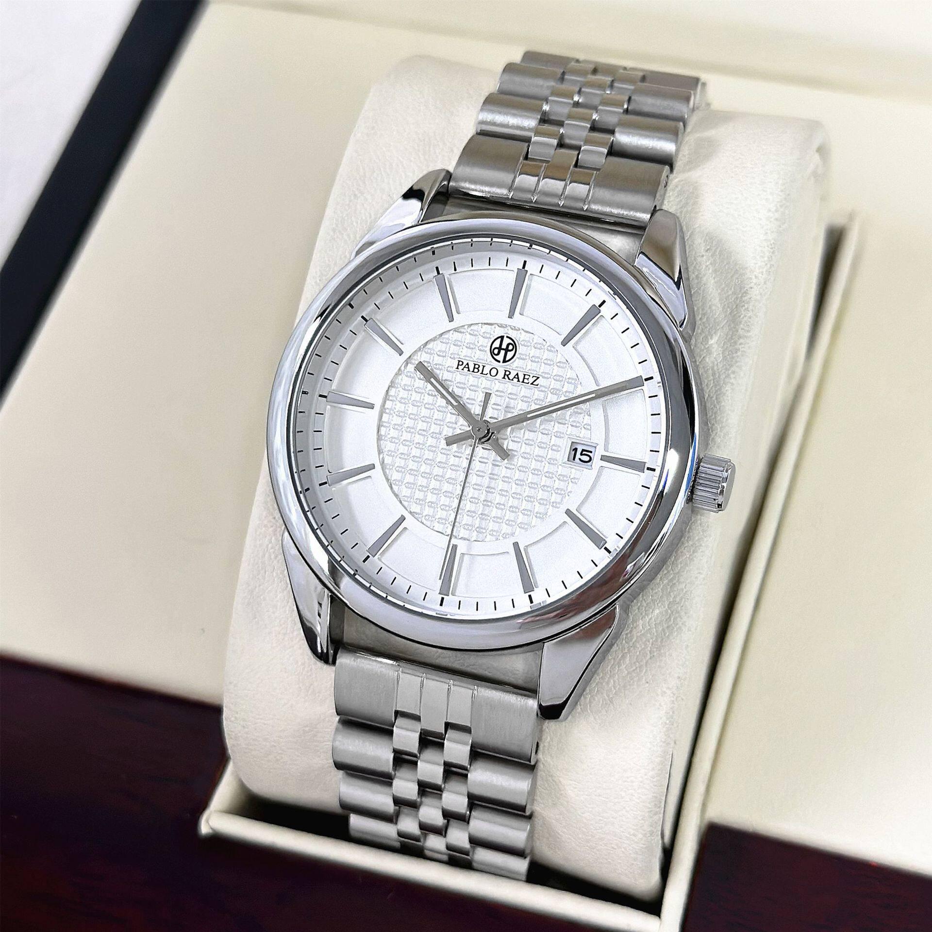Brand Men s Quartz Waterproof Steel Band Casual Business Wristwatch with Calendar