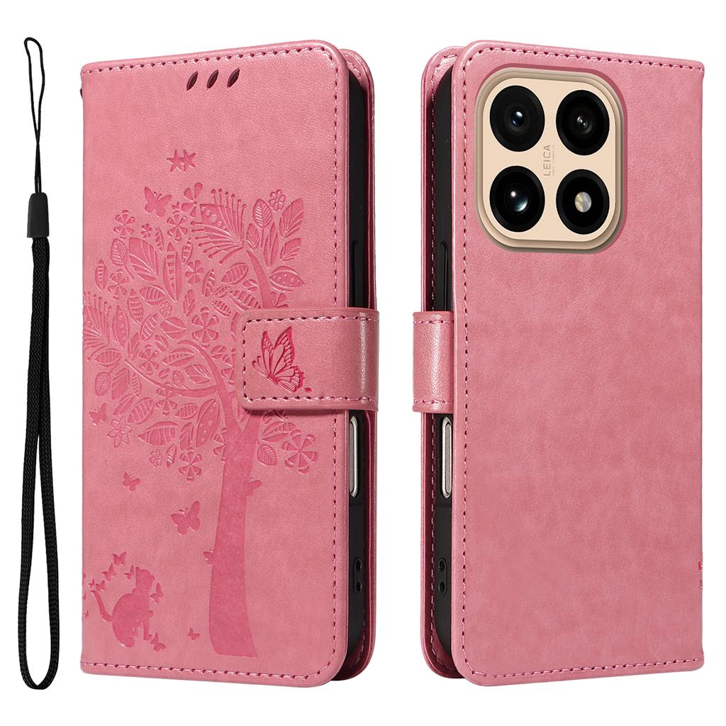 For Xiaomi 15T Phone Case with Stand Cat Tree Pattern Leather Wallet Mobile Cover