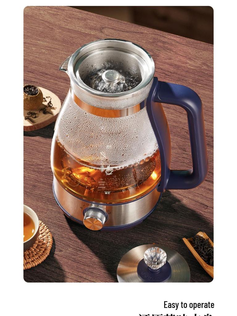 Elektrická skleněná konvice na černý čaj s parním ohřevem - Automatická konvice s rozprašovačem pro zdravé vaření pro domácnost a kancelář