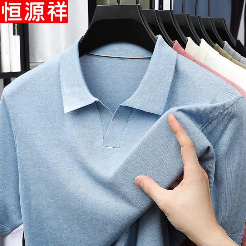 Men s Business Casual Seagull Collar Knit T-shirt 3XL