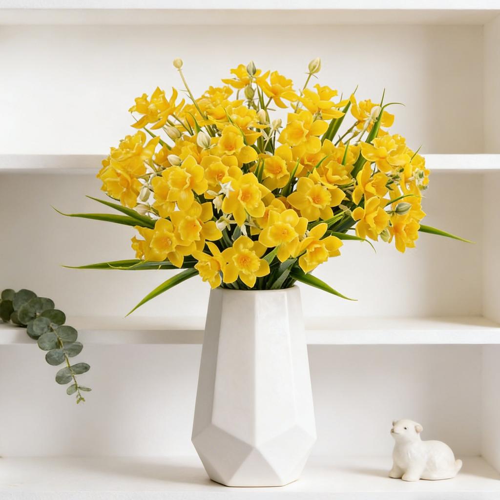 Artificial Flowers Narcissus Silk Bridal Bouquet Wedding Wreath Outdoor Garden Festival Home Room Vase Table Diy Gift Decoration