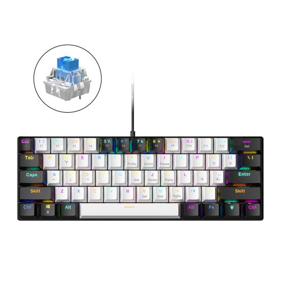 61-клавишная механическая клавиатура с эффектами RGB-подсветки, эргономичный дизайн, регулируемая универсальная проводная игровая клавиатура Plug-Play