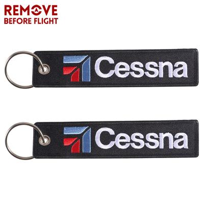 Unisex New Fashion Trinket Cessna Keychain Phone Strap Black Embroidery Aviation Key Tag Chain for Aviation Gift Key Ring