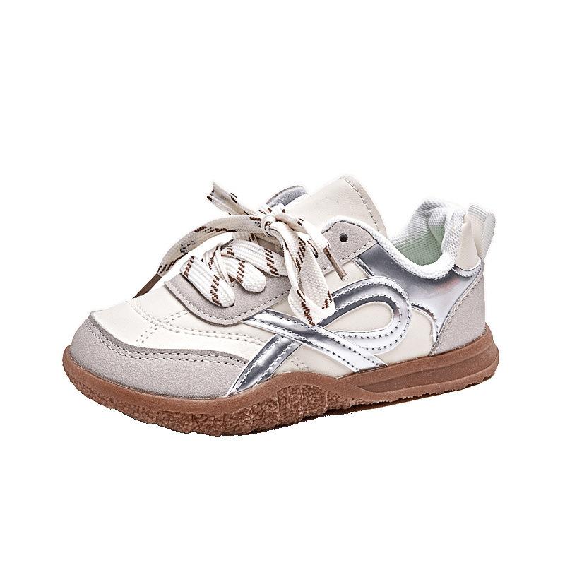 Girls' German training shoes Children's sports board shoes 2025 autumn new baby older children silver ballet style