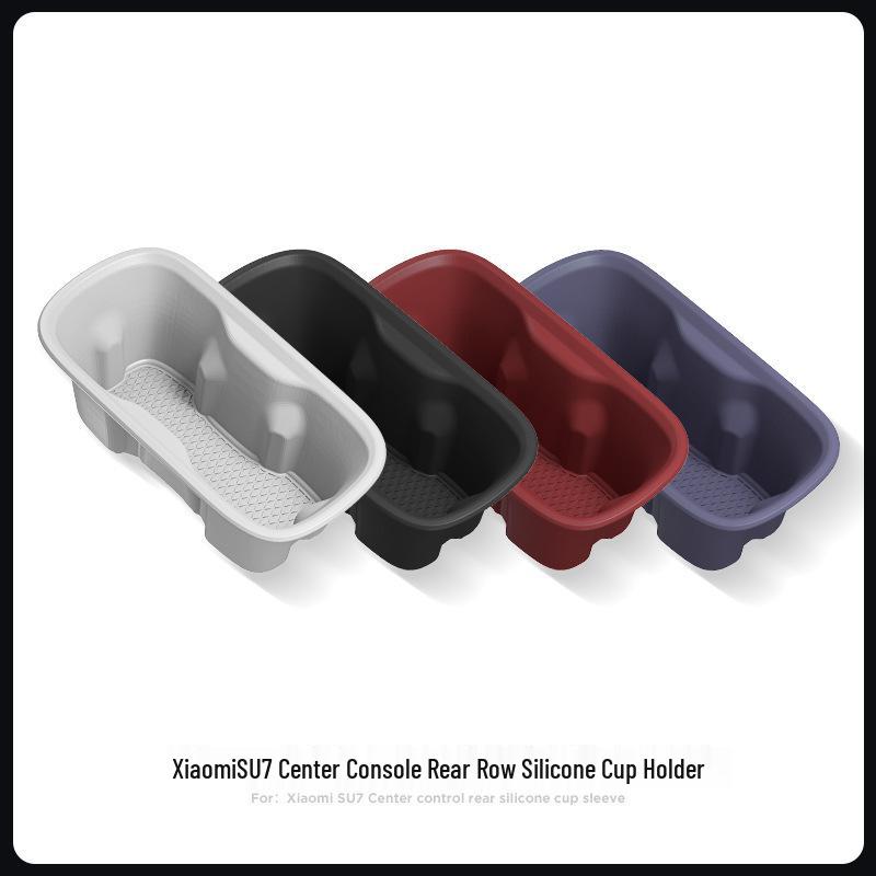 Xiaomi SU7 Silicone Non-slip Shock-absorbing Rear Cup Holder Base for 24 Cars