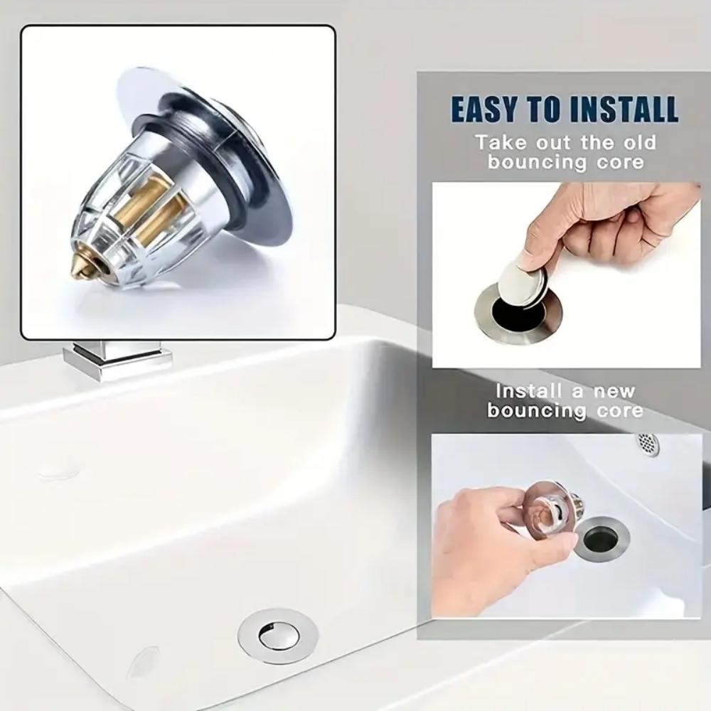 Pop-up Design Bathroom Sink Plug, Bathroom Sink Drain Pipe, Brushed Nickel Surface, Suitable for Various Drain Holes, Anti-clogg