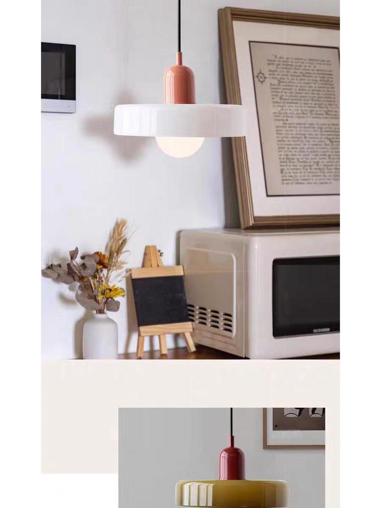 Vintage Memphis Green Glass Pendant Lamp - Modern Bauhaus Bedside Chandelier