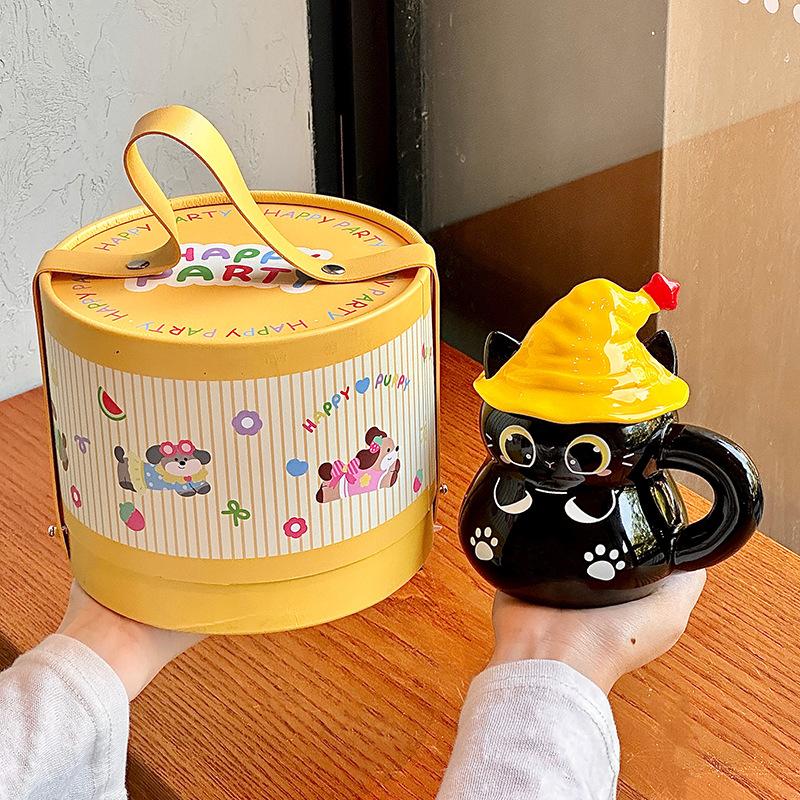Birthday gift cute cat cup magic hat ceramic mug for girl girlfriend children Halloween gift