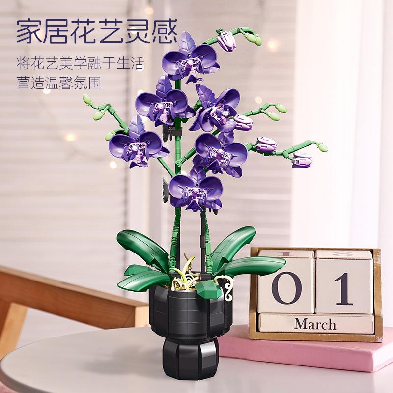 DIY Bonsai Flower Bouquet Orchid Plant Building Blocks Set STEM Educational Toy Gift for Boys Girls Kids Desktop Decoration
