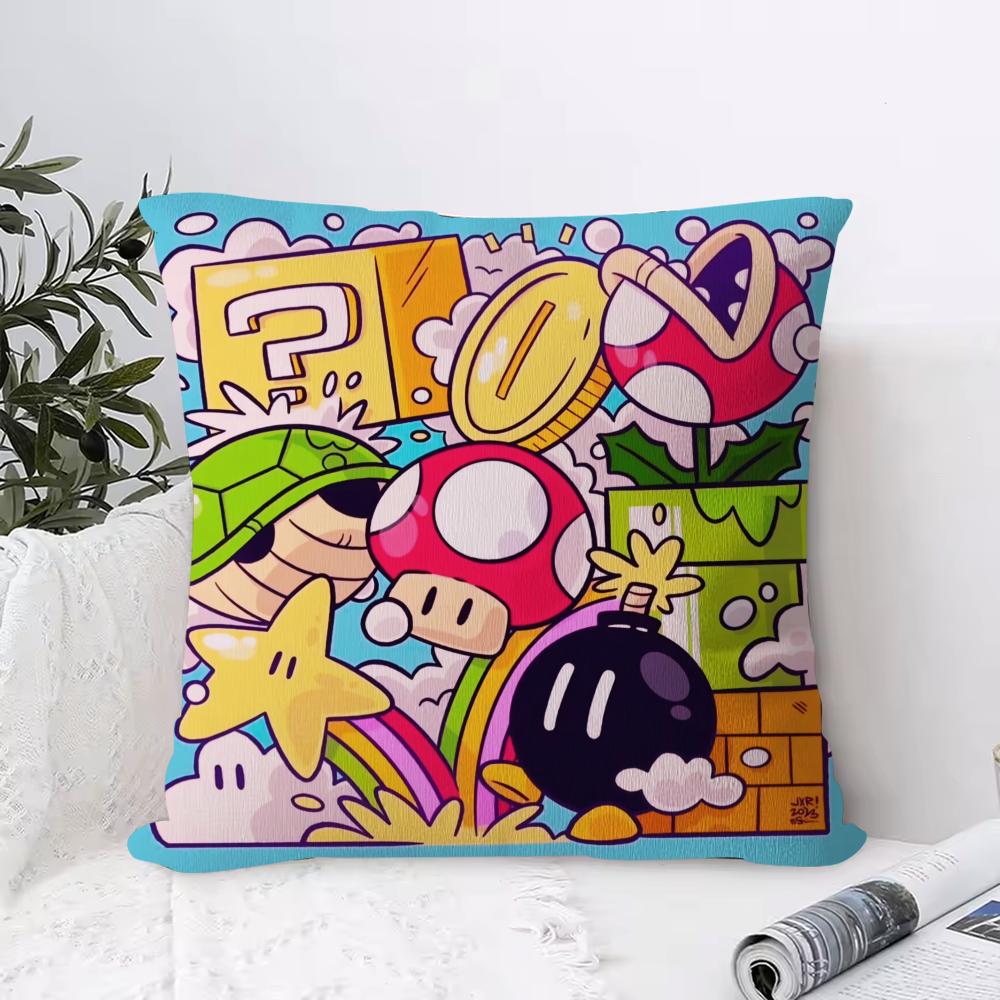 Super Cute Style MMario Game Soft Plush Pillowcase DoubleSided Printed Cushion Cover Hidden Zipper Home Decor