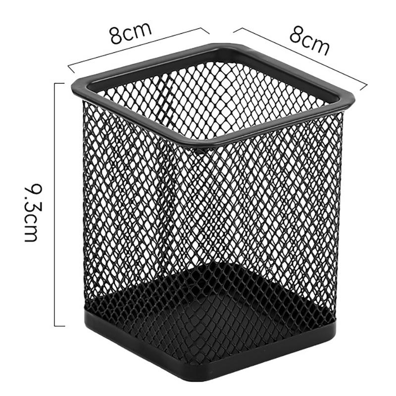 Kreativ Penneholder Skrivebord Metallnett Firkantet Penneboks Beholder Organizer Skrivesaker Skrivebordsdekorasjoner