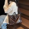 Women's Fashion Y2K Hot Girl Motorcycle Bag Vintage Solid Color Large Capacity Rivet Decor Shoulder Crossbody Bag CLE