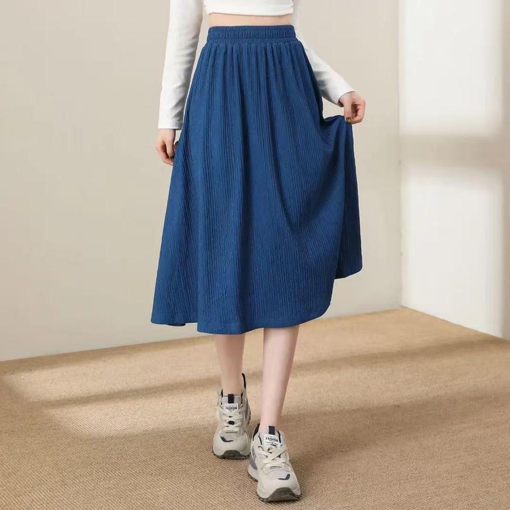 Elegante gonna midi estiva a vita alta e vestibilità aderente - tinta unita, modello che copre i fianchi