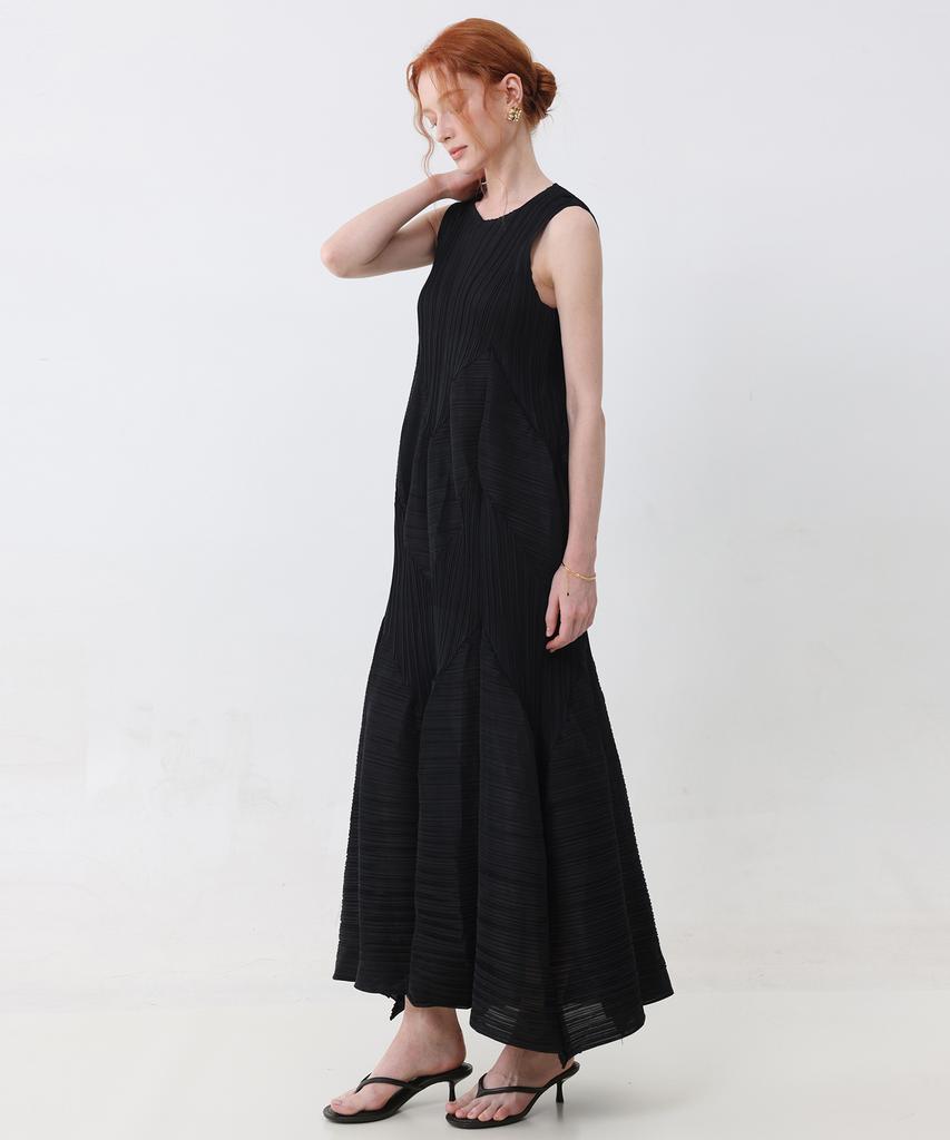 PLEATSMOOD Aluminum Sleeveless Long Pleated Dress