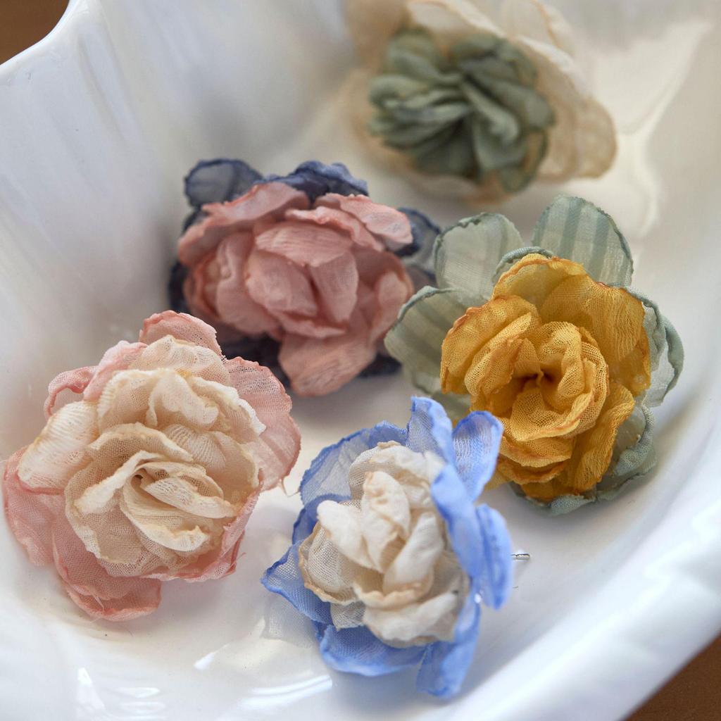 Camellia Bloom Fabric Flower Earring: Mori Style Mosquito Coil Ear Clip for Women